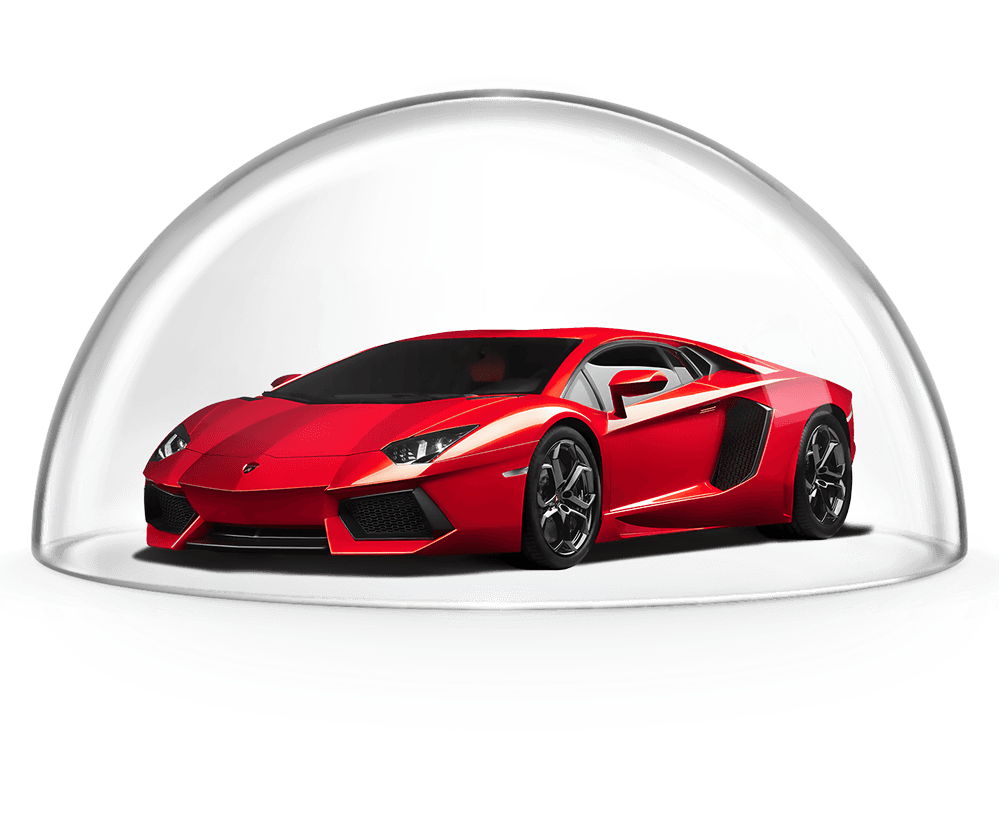 Crveni Lamborgini pod staklenim zvonom